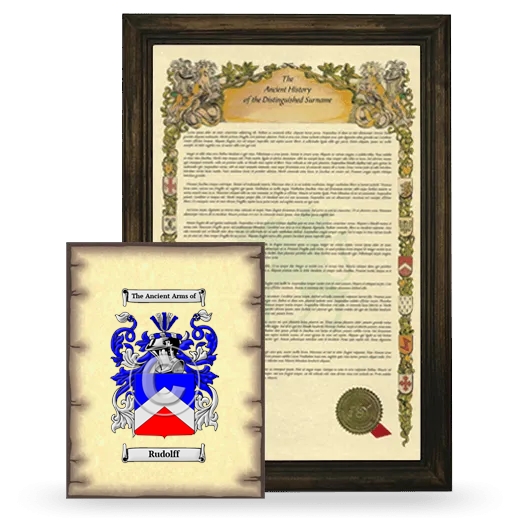 Rudolff Framed History and Coat of Arms Print - Brown