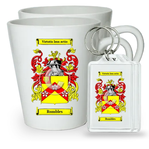 Rumbles Pair of Latte Mugs and Pair of Keychains