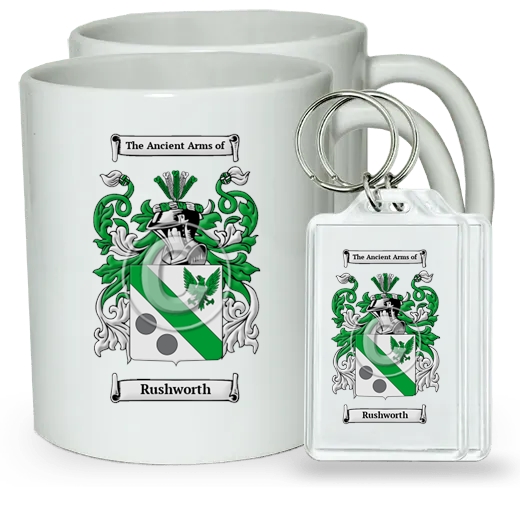 Rushworth Pair of Coffee Mugs and Pair of Keychains