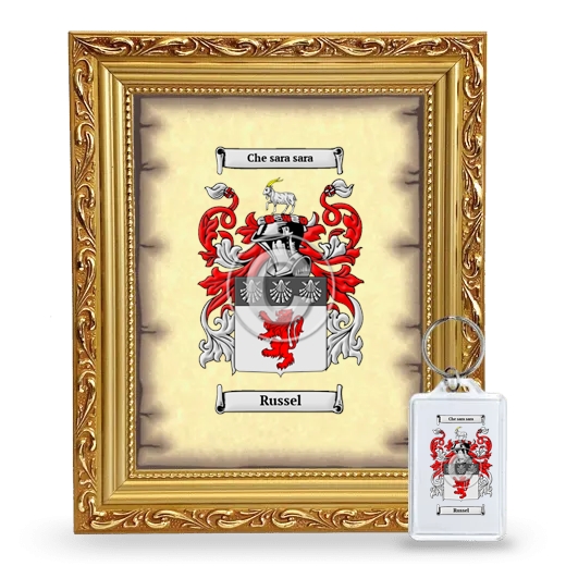 Russel Framed Coat of Arms and Keychain - Gold