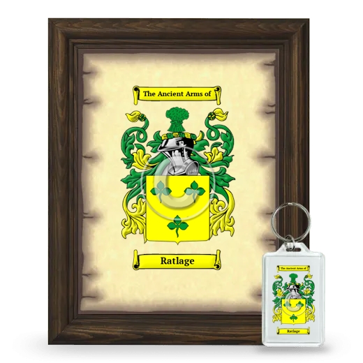 Ratlage Framed Coat of Arms and Keychain - Brown