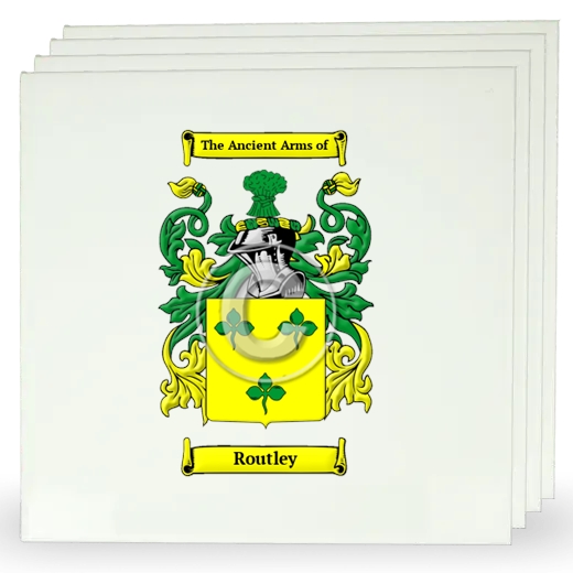 Routley Set of Four Large Tiles with Coat of Arms