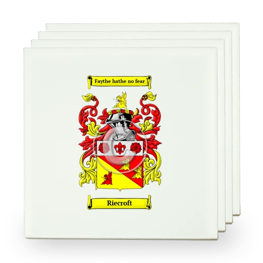 Riecroft Set of Four Small Tiles with Coat of Arms