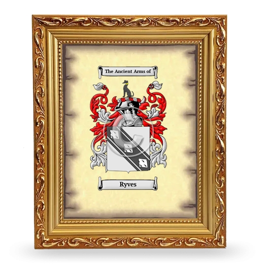 Ryves Coat of Arms Framed - Gold