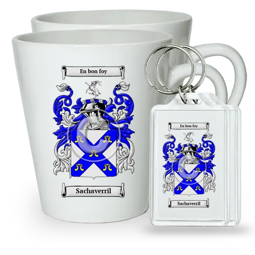 Sachaverril Pair of Latte Mugs and Pair of Keychains