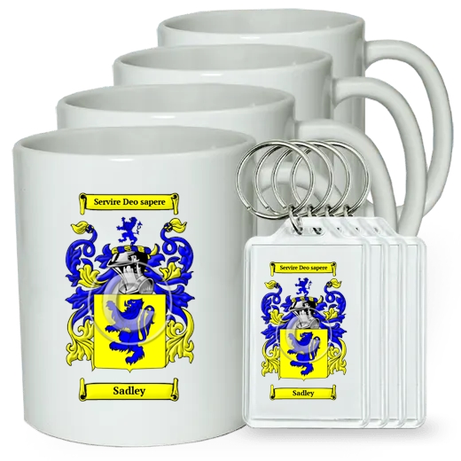 Sadley Set of 4 Coffee Mugs and Keychains