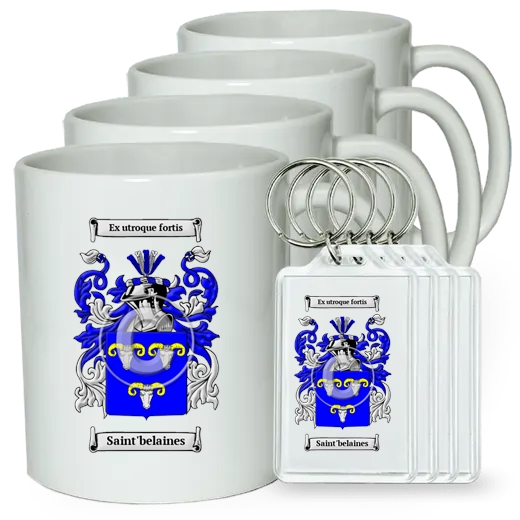 Saint'belaines Set of 4 Coffee Mugs and Keychains