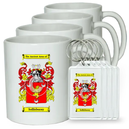 Sollisburay Set of 4 Coffee Mugs and Keychains