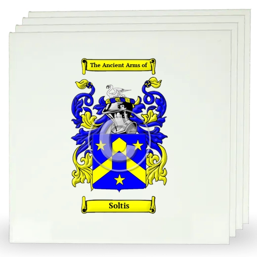 Soltis Set of Four Large Tiles with Coat of Arms