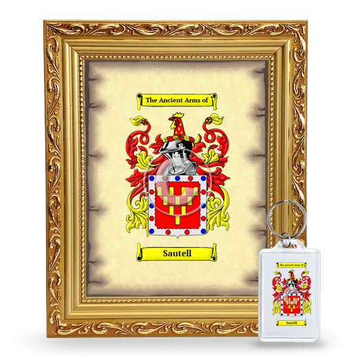 Sautell Framed Coat of Arms and Keychain - Gold
