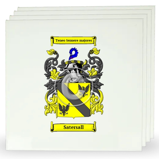Satersall Set of Four Large Tiles with Coat of Arms