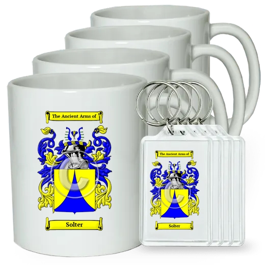 Solter Set of 4 Coffee Mugs and Keychains