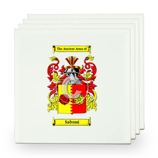 Salvoni Set of Four Small Tiles with Coat of Arms