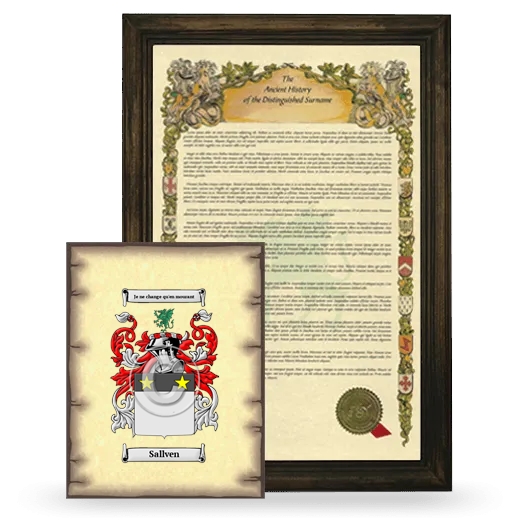 Sallven Framed History and Coat of Arms Print - Brown
