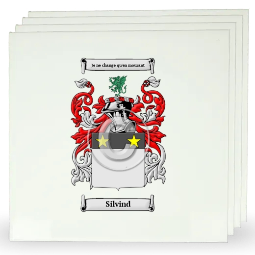 Silvind Set of Four Large Tiles with Coat of Arms