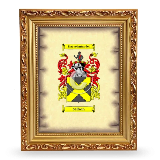 Sellwin Coat of Arms Framed - Gold