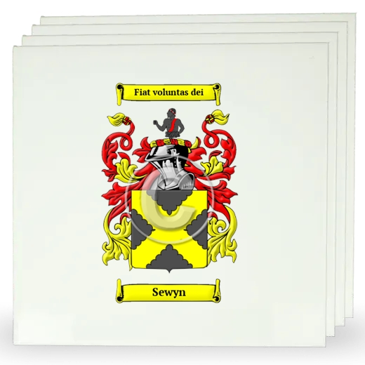 Sewyn Set of Four Large Tiles with Coat of Arms