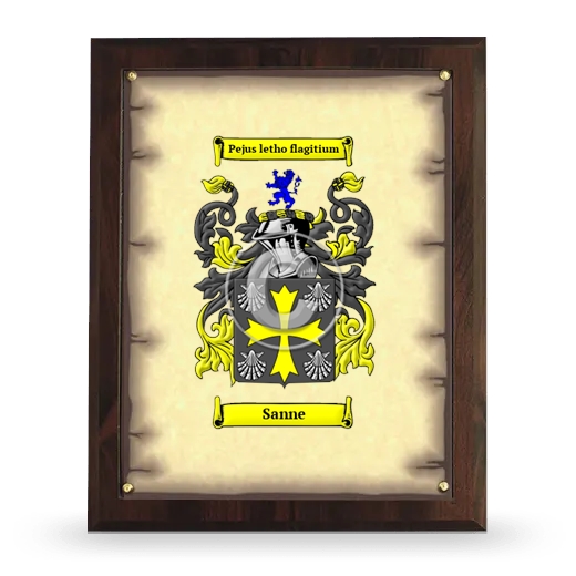 Sanne Coat of Arms Plaque