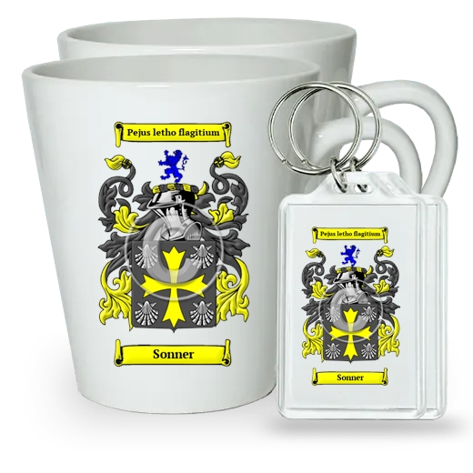 Sonner Pair of Latte Mugs and Pair of Keychains