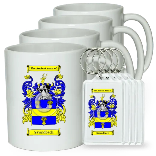 Sawndbach Set of 4 Coffee Mugs and Keychains