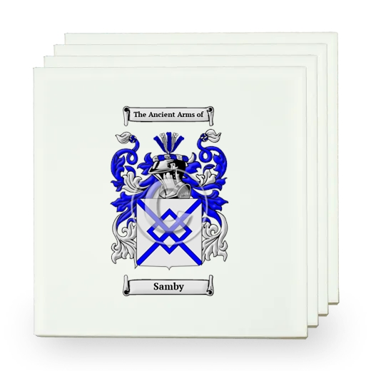 Samby Set of Four Small Tiles with Coat of Arms