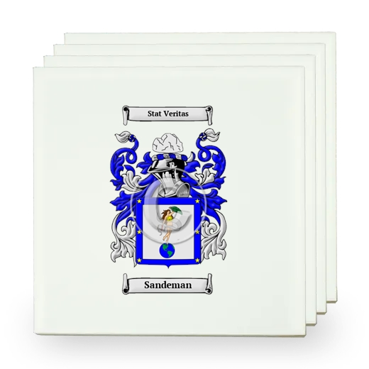 Sandeman Set of Four Small Tiles with Coat of Arms