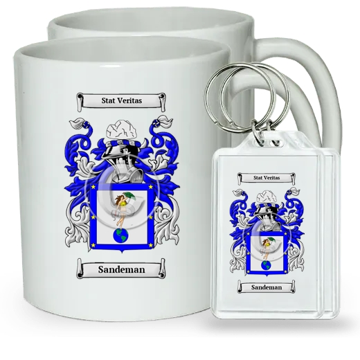 Sandeman Pair of Coffee Mugs and Pair of Keychains