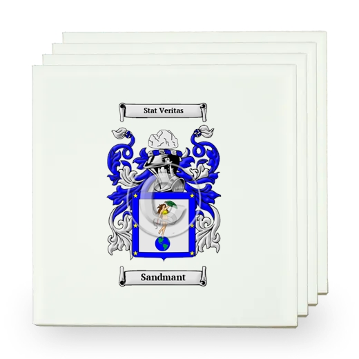 Sandmant Set of Four Small Tiles with Coat of Arms