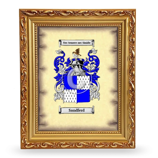 Sandferd Coat of Arms Framed - Gold