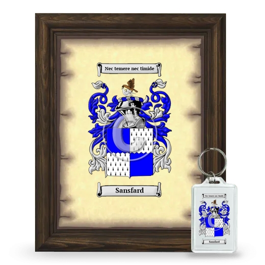 Sansfard Framed Coat of Arms and Keychain - Brown