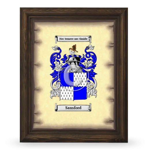 Sansford Coat of Arms Framed - Brown