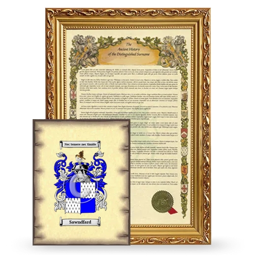 Sawndfard Framed History and Coat of Arms Print - Gold