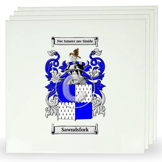 Sawndsfork Set of Four Large Tiles with Coat of Arms