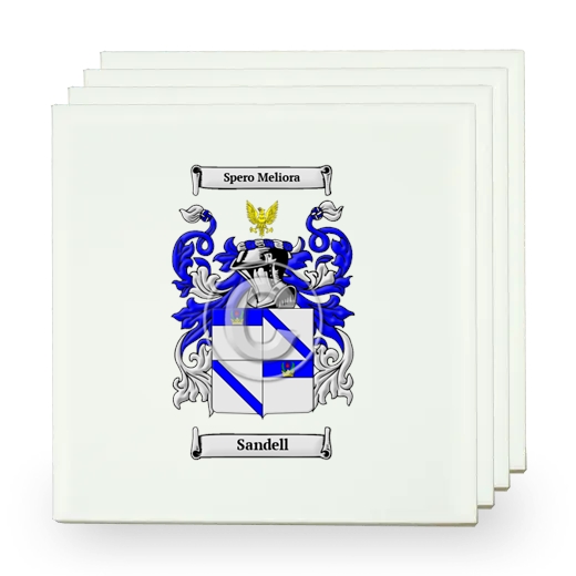 Sandell Set of Four Small Tiles with Coat of Arms