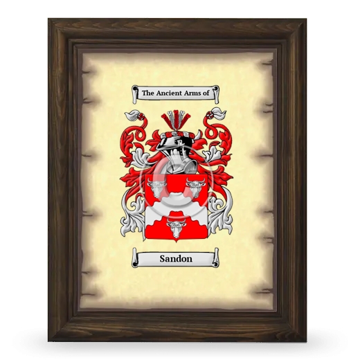 Sandon Coat of Arms Framed - Brown