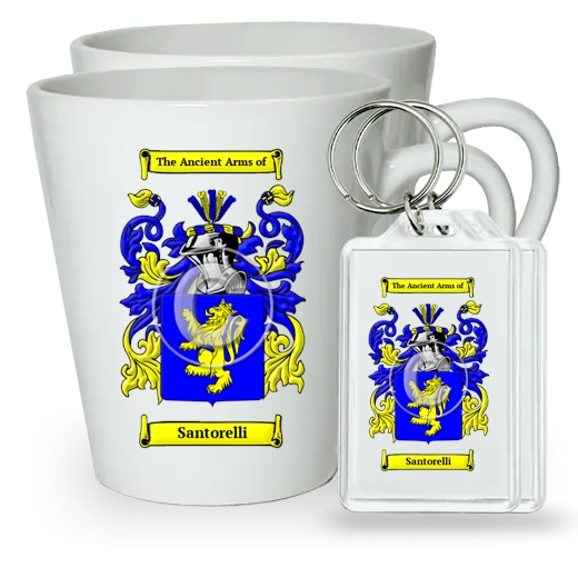 Santorelli Pair of Latte Mugs and Pair of Keychains