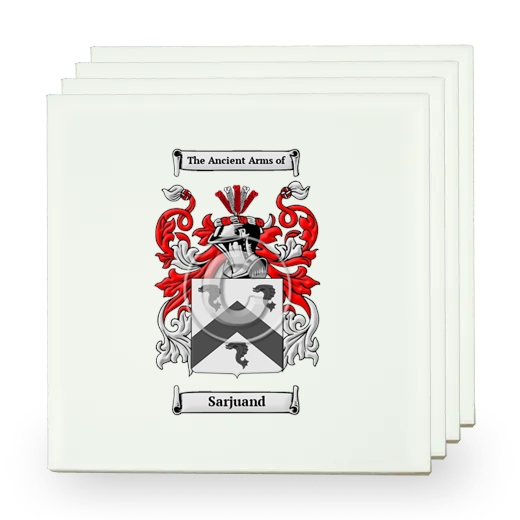 Sarjuand Set of Four Small Tiles with Coat of Arms