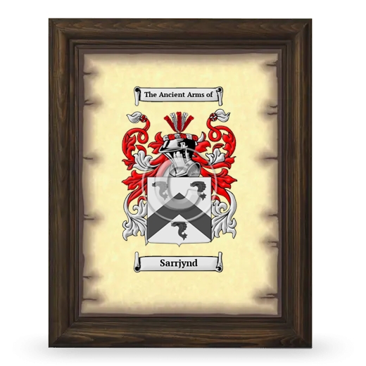Sarrjynd Coat of Arms Framed - Brown