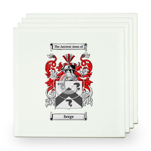 Serge Set of Four Small Tiles with Coat of Arms