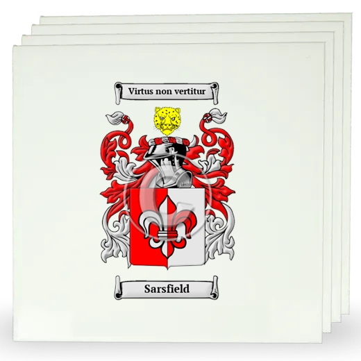 Sarsfield Set of Four Large Tiles with Coat of Arms