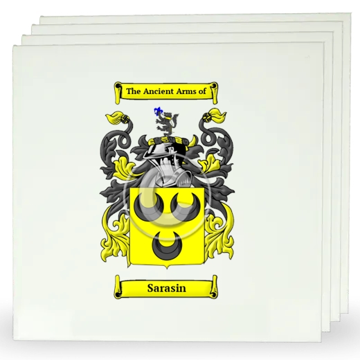 Sarasin Set of Four Large Tiles with Coat of Arms