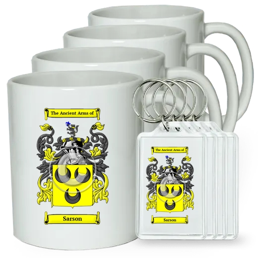 Sarson Set of 4 Coffee Mugs and Keychains