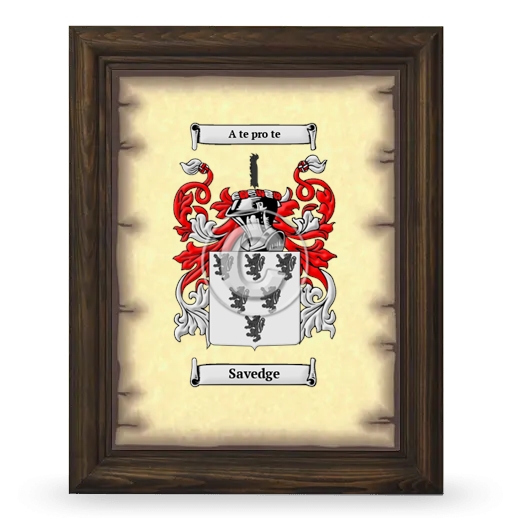 Savedge Coat of Arms Framed - Brown