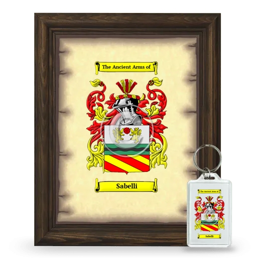 Sabelli Framed Coat of Arms and Keychain - Brown