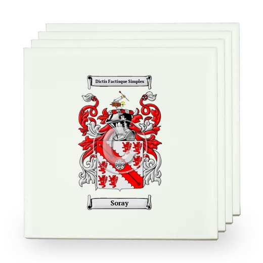 Soray Set of Four Small Tiles with Coat of Arms