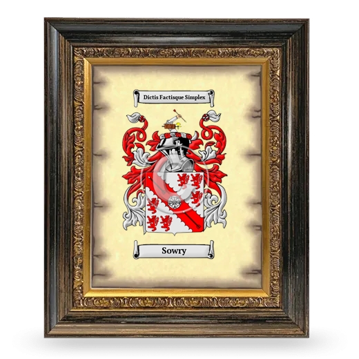 Sowry Coat of Arms Framed - Heirloom