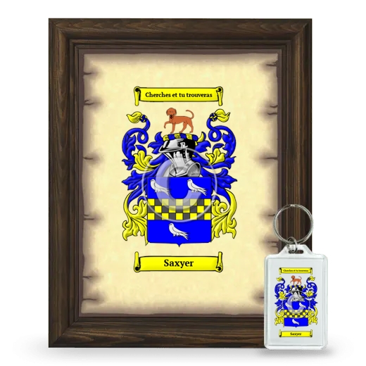 Saxyer Framed Coat of Arms and Keychain - Brown