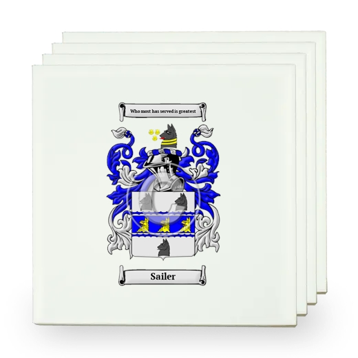 Sailer Set of Four Small Tiles with Coat of Arms