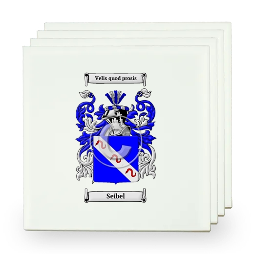 Seibel Set of Four Small Tiles with Coat of Arms