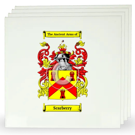 Scarberry Set of Four Large Tiles with Coat of Arms
